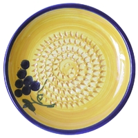 Motiv: Blumen Reibeteller Keramik Handarbeit Knoblauch blau/gelb/grün/rot