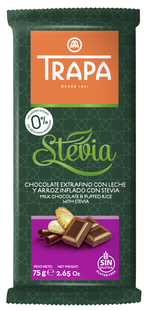 Trapa Stevia Schokolade Reis Crisp (75 g)
