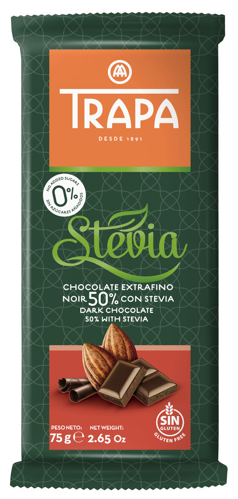 Trapa Stevia Zartbitter Schokolade 50 % (75 g)